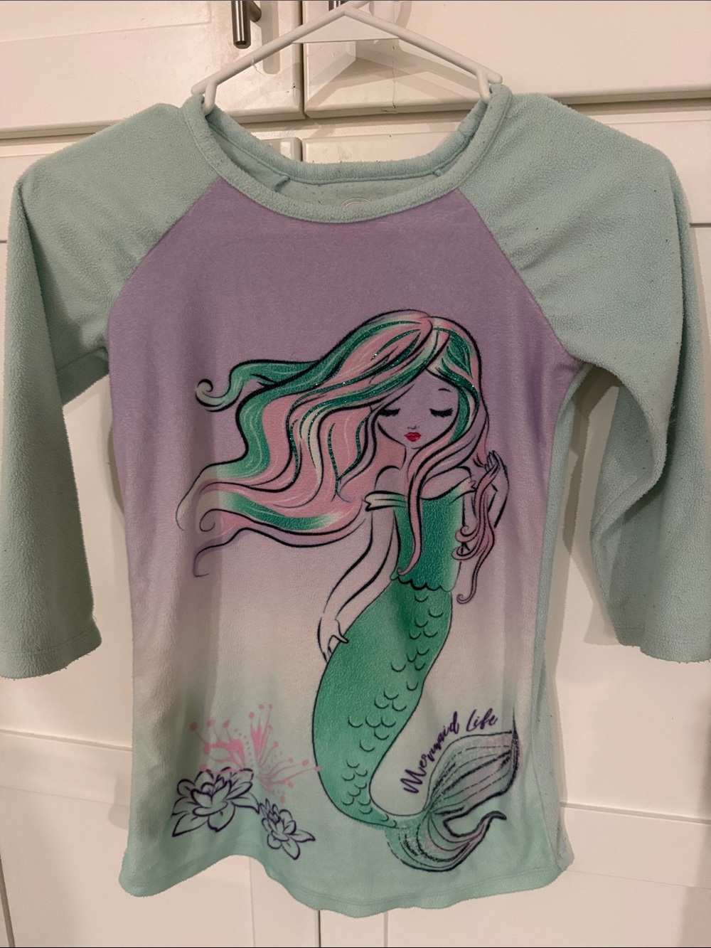 wonder nation Girls' Mermaid Graphic Top - Mint & Lavender